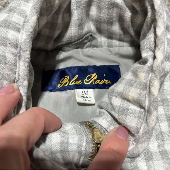 Blue Rain Grey and White Gingham Full Zip Quilted Vest Size Medium See Note - Picture 6 of 8